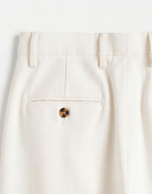 ASOS DESIGN - Elegante broek met wijde ballonpijpen en textuur in wit, 8 van 9