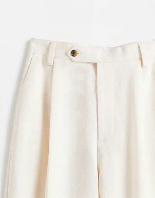 ASOS DESIGN - Elegante broek met wijde ballonpijpen en textuur in wit, 9 van 9