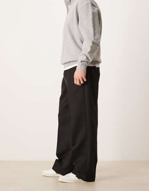 ASOS DESIGN - Elegante broek met wijde pijpen en elastische taille in zwart, 2 van 5