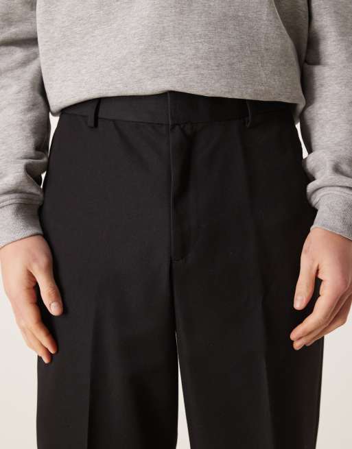 ASOS DESIGN - Elegante broek met wijde pijpen en elastische taille in zwart, 4 van 5