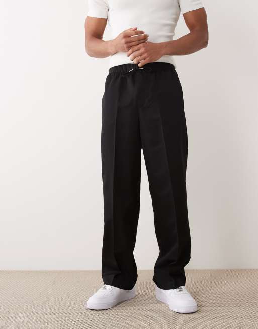 ASOS DESIGN - Elegante broek met wijde pijpen en elastische taille in zwart, 5 van 5