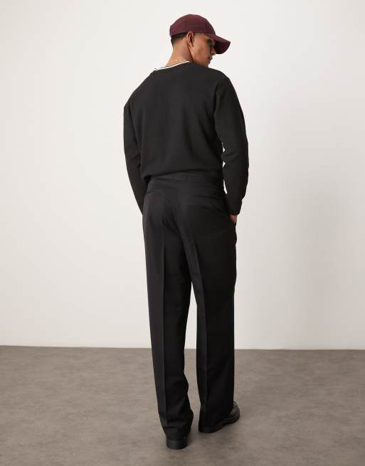 ASOS DESIGN - Elegante broek met wijde pijpen en elastische tailleband in zwart, 4 van 5