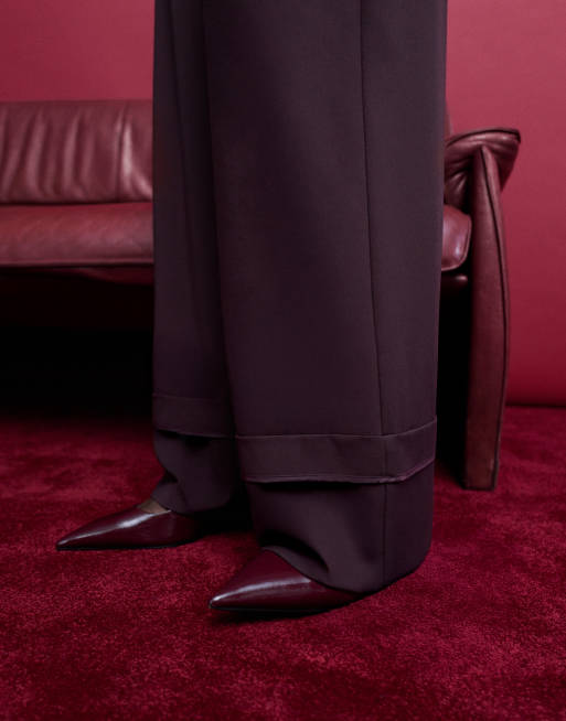 ASOS DESIGN - Elegante broek met wijde pijpen met omslag, 4 van 5