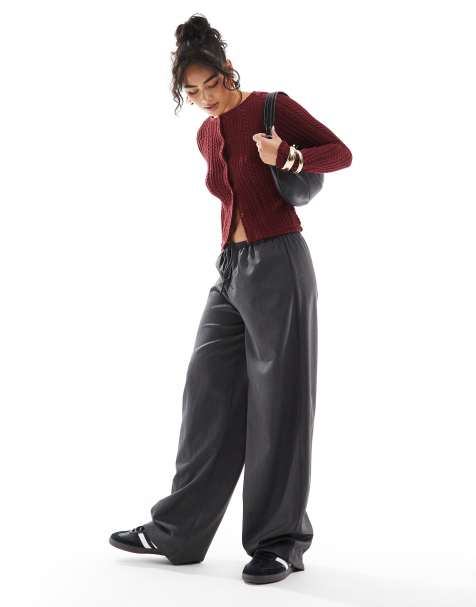 ASOS DESIGN - Elegante broek met wijde, rechte pijpen in grijs - view 1