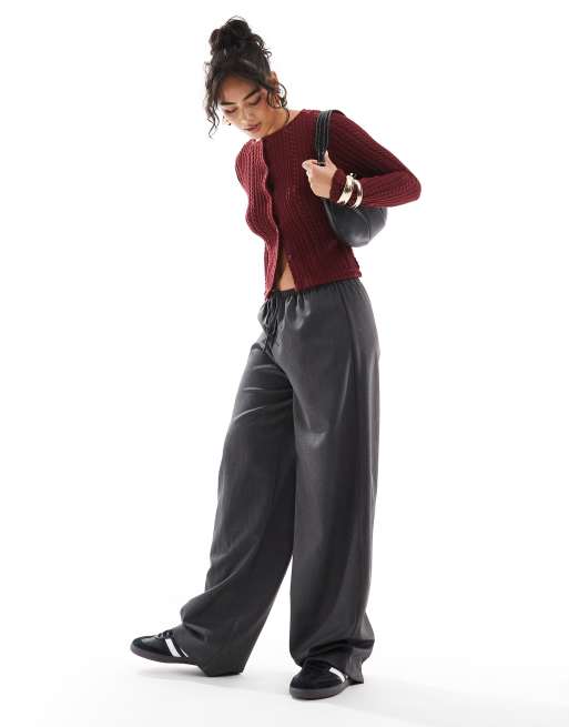 ASOS DESIGN - Elegante broek met wijde, rechte pijpen in grijs