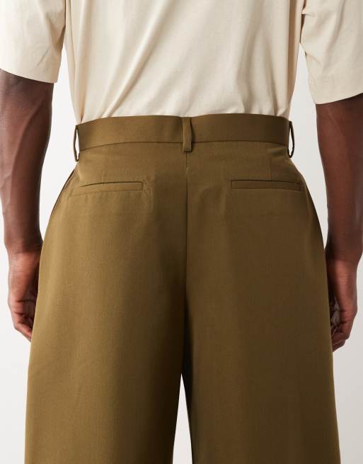 ASOS DESIGN - Elegante broek met wijde ronde pijpen in olijfgroen, 5 van 5