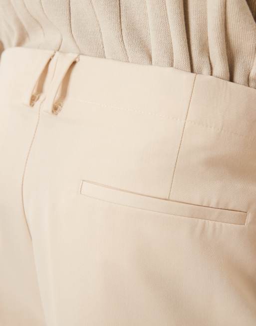 ASOS DESIGN - Elegante broek van keperstof met wijde pijpen in ecru, 4 van 5