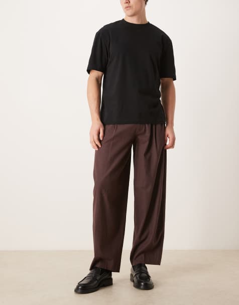 ASOS DESIGN - Elegante broek van linnenmix met ballonpijpen in bruin - view 1