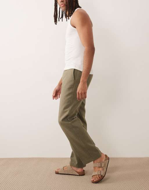 ASOS DESIGN - Elegante broek van wolmix met rechte pijpen in groen, 3 van 5