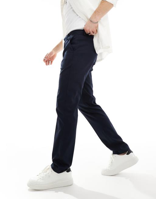 ASOS DESIGN - Elegante bukser i marineblå i slim fit