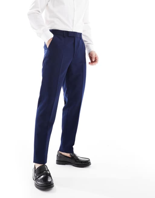 ASOS DESIGN - Elegante bukser i marineblå i tapered pasform