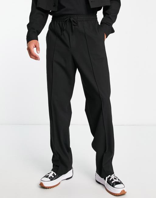 ASOS DESIGN - Elegante bukser med høj talje og vide ben i sort - Del af sæt