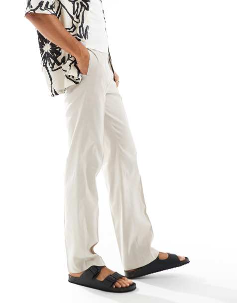 ASOS DESIGN - Elegante bukser med lige ben i beige hørblanding - view 1
