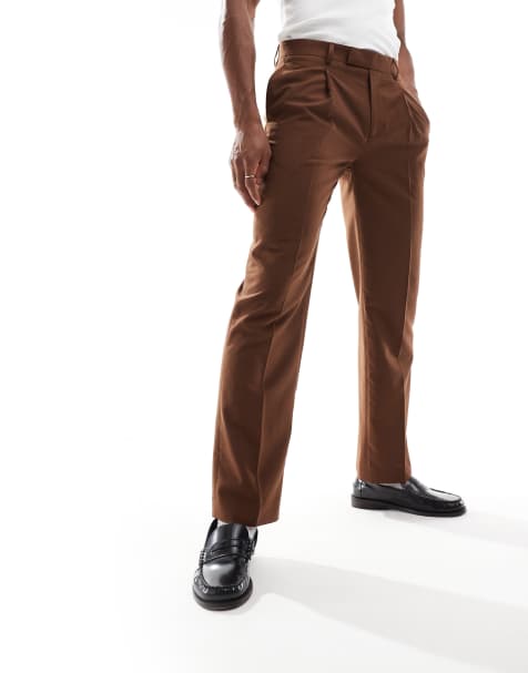 ASOS DESIGN - Elegante bukser med lige ben i brun - view 1