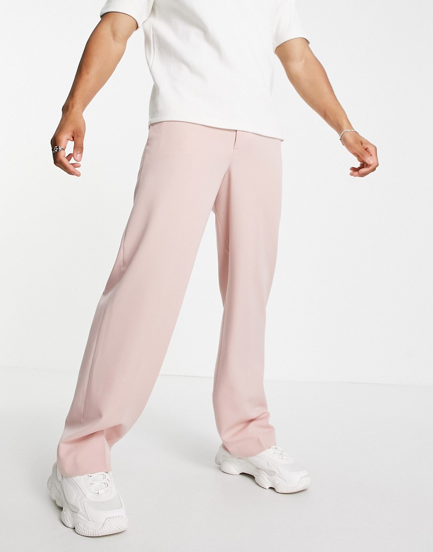 ASOS DESIGN - Elegante bukser med vidde i lyserød - Del af sæt