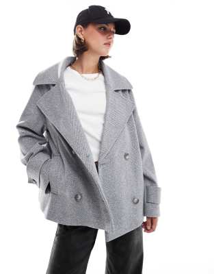 ASOS DESIGN - Elegante Cabanjacke aus Wollimitat in Grau