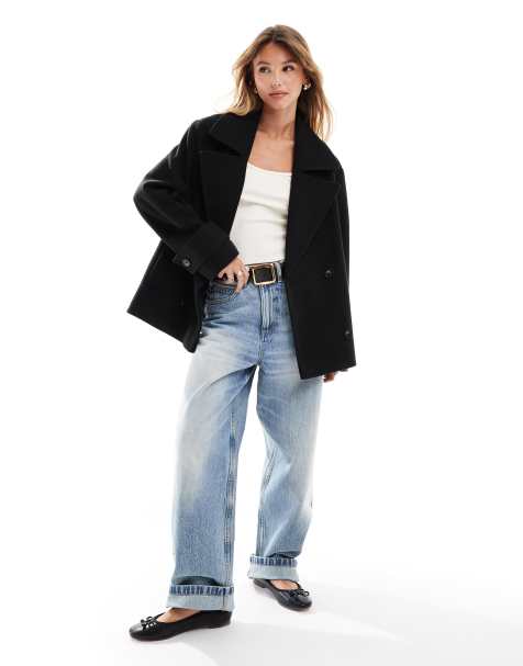 ASOS DESIGN – Elegante Cabanjacke aus Wollimitat in Schwarz - view 1