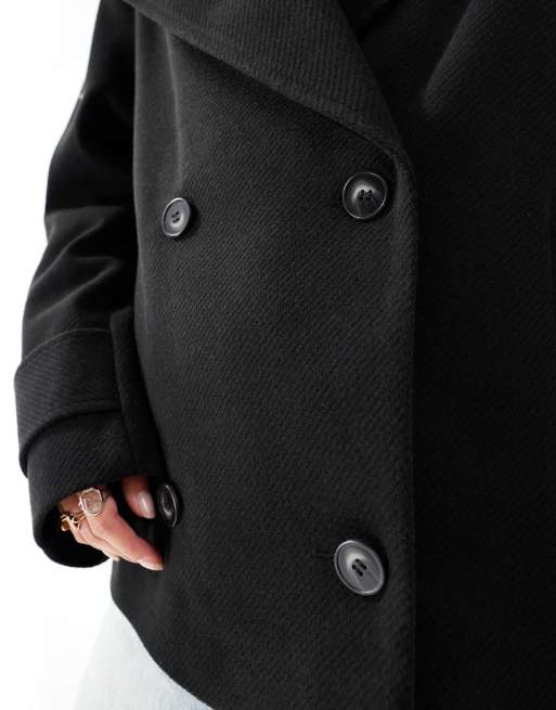 ASOS DESIGN Elegante Cabanjacke aus Wollimitat in Schwarz