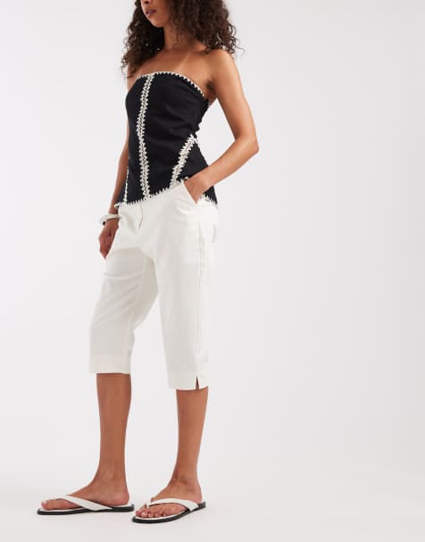 ASOS DESIGN – Elegante Caprihose in Cremeweiß - view 1