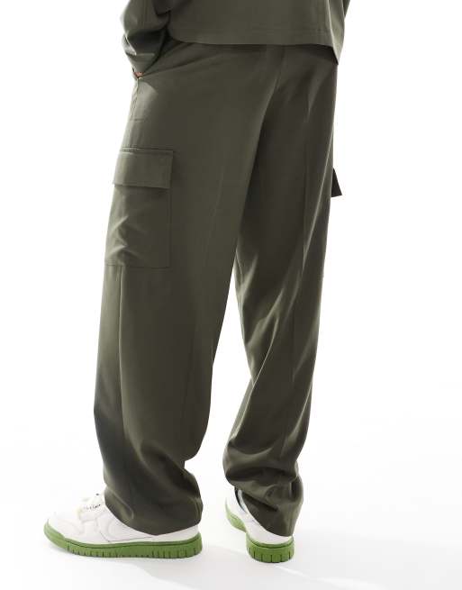 ASOS DESIGN – Elegante Cargo-Hose in Khaki, Kombiteil, 2 von 5