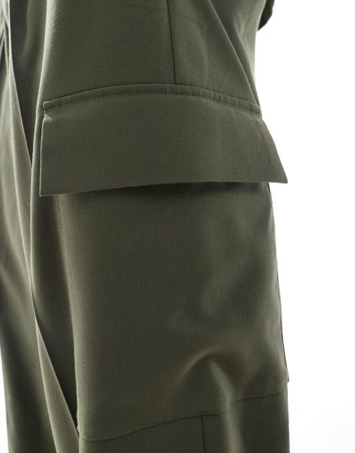ASOS DESIGN – Elegante Cargo-Hose in Khaki, Kombiteil, 4 von 5