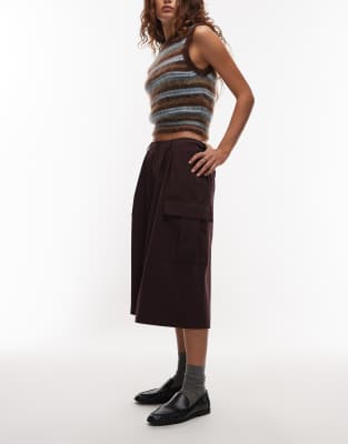 ASOS DESIGN - Elegante Cargohose in Pflaume mit 3/4-Länge-Lila
