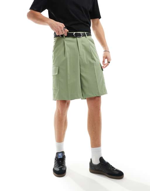 ASOS DESIGN - Elegante cargoshorts i kakigrøn