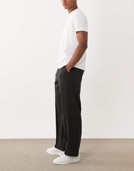 ASOS DESIGN - Elegante comfortabele stretchbroek met wijde pijpen en elastische taille in antracietgrijs, 3 van 5