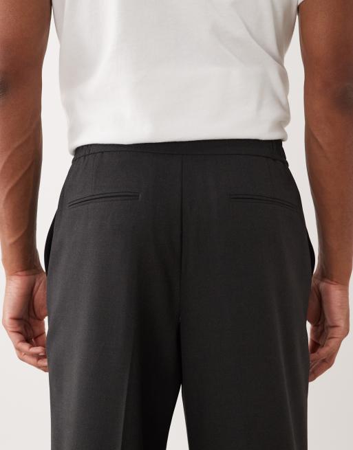 ASOS DESIGN - Elegante comfortabele stretchbroek met wijde pijpen en elastische taille in antracietgrijs, 5 van 5