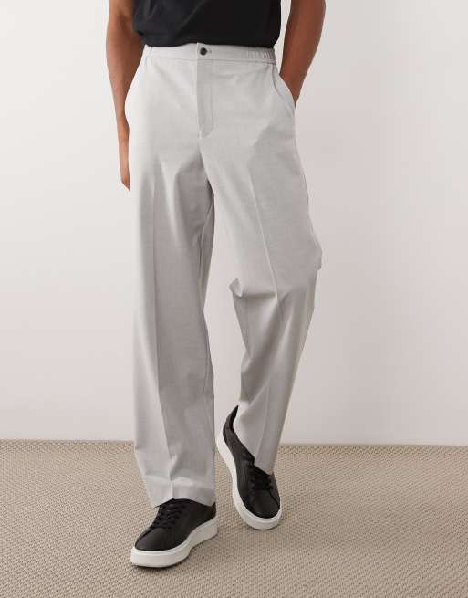 ASOS DESIGN - Elegante comfortabele stretchbroek met wijde pijpen en elastische taille in grijs, 2 van 5