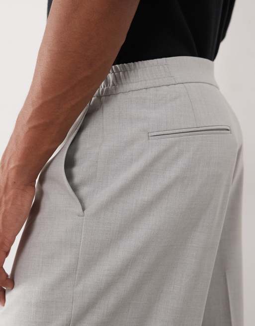 ASOS DESIGN - Elegante comfortabele stretchbroek met wijde pijpen en elastische taille in grijs, 5 van 5