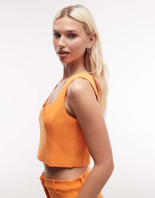 ASOS DESIGN - Elegante crop top in oranje, 2 van 4