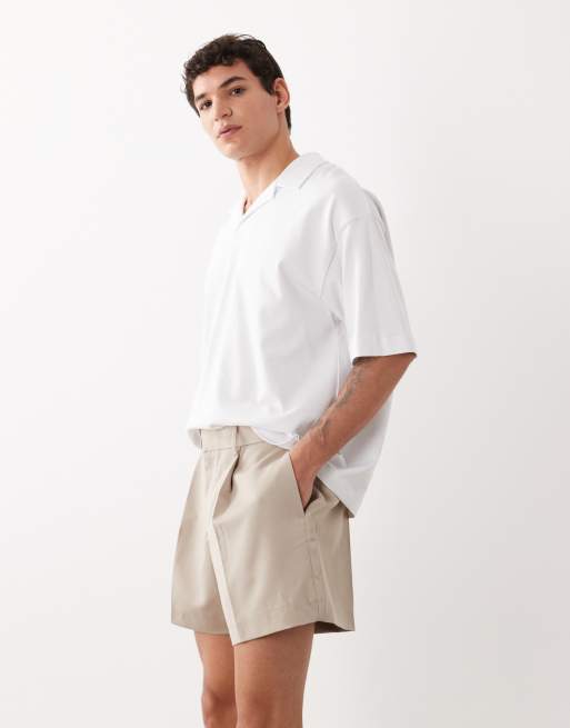 ASOS DESIGN – Elegante Cropped-Shorts in Stein mit weitem Schnitt, 3 von 5