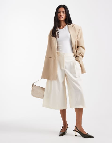 ASOS DESIGN - Elegante culottebroek met hoge taille in ivoorwit - view 1