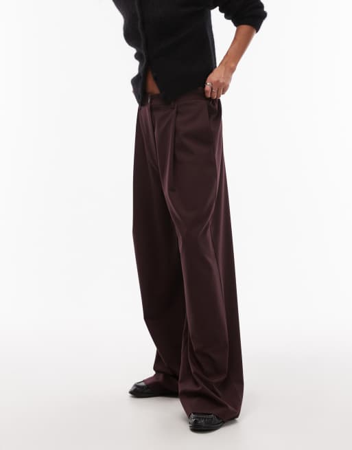 ASOS DESIGN - Elegante dad broek met wijde pijpen in paars, 2 van 5