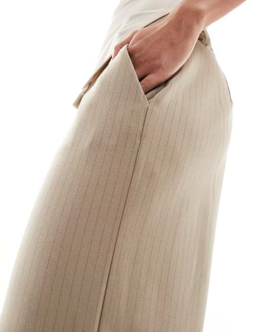 ASOS DESIGN – Elegante Dad-Hose in Taupe mit weitem Schnitt und Nadelstreifen, 4 von 5