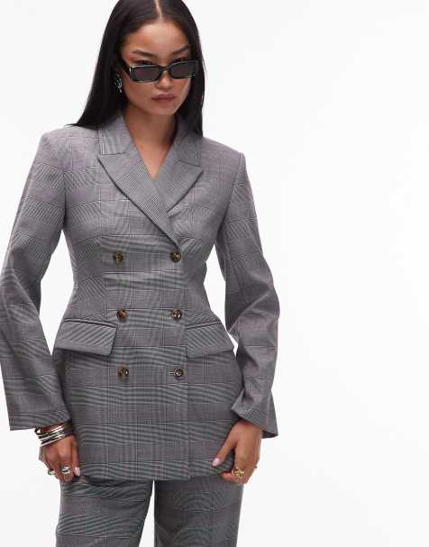 ASOS DESIGN - Elegante double breasted blazer met ruime pasvorm en ruiten in zwart-wit - view 1