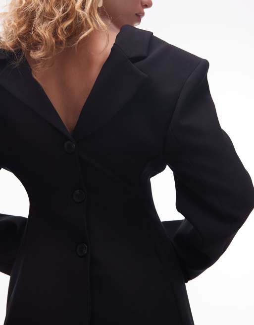 ASOS DESIGN - Elegante en gevormde blazerjurk in zwart, 3 van 4