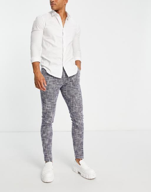 ASOS DESIGN – Elegante, eng geschnittene Hose aus einem Baumwollmix mit Micro-Struktur in Marineblau, 2 von 4