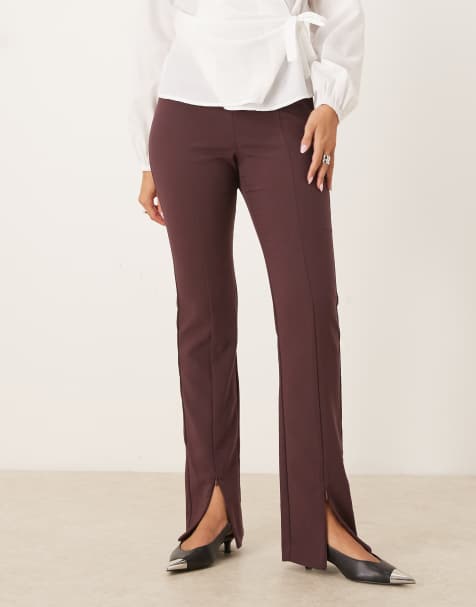 ASOS DESIGN – Elegante, eng geschnittene Hose in Braun mit Reißverschlussdetail vorne - view 1