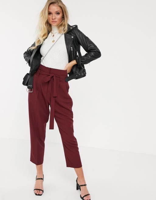 ASOS DESIGN - Elegante enkellange broek met smaltoelopende pijpen en strikceintuur