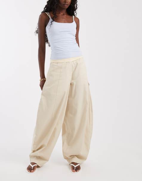 ASOS DESIGN - Elegante extreem toelopende broek met barrel-pijpen in stone - view 1