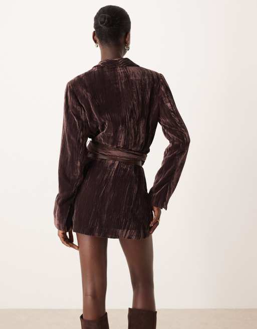 ASOS DESIGN - Elegante fluwelen skort in chocoladebruin, deel van co-ord set, 5 van 5