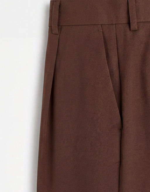 ASOS DESIGN - Elegante geplooide broek met wijde ballonpijpen in donkerbruin, 8 van 9