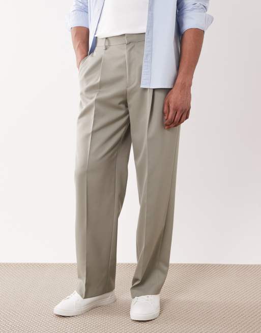 ASOS DESIGN - Elegante geplooide broek met wijde pijpen in saliegroen, 2 van 5