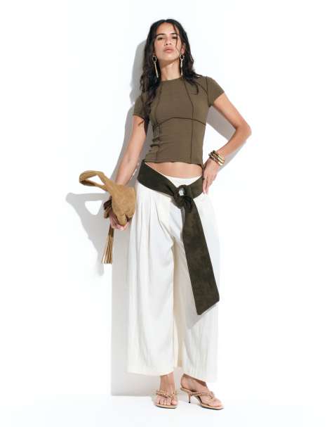 ASOS DESIGN - Elegante geplooide luchtige culotte in crème - view 1