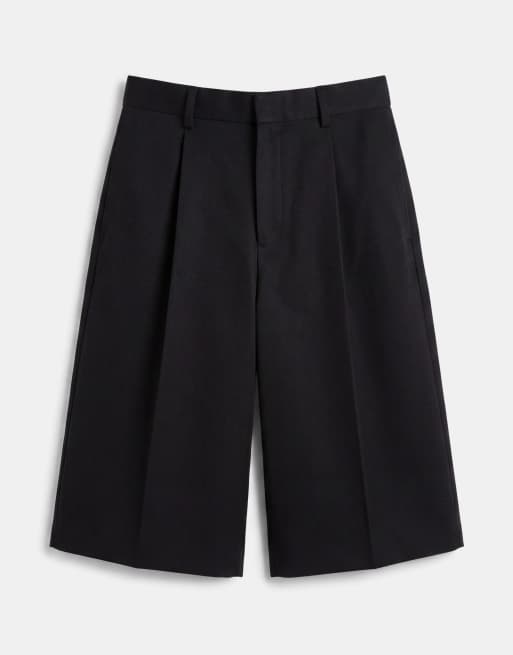 ASOS DESIGN - Elegante geplooide oversized bermudashort in zwart, 6 van 9