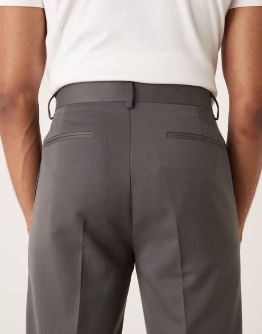 ASOS DESIGN - Elegante geplooide toelopende broek in antracietgrijs, 5 van 5