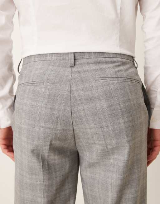 ASOS DESIGN - Elegante geruite smaltoelopende broek in grijs in dezelfde tint, 4 van 5