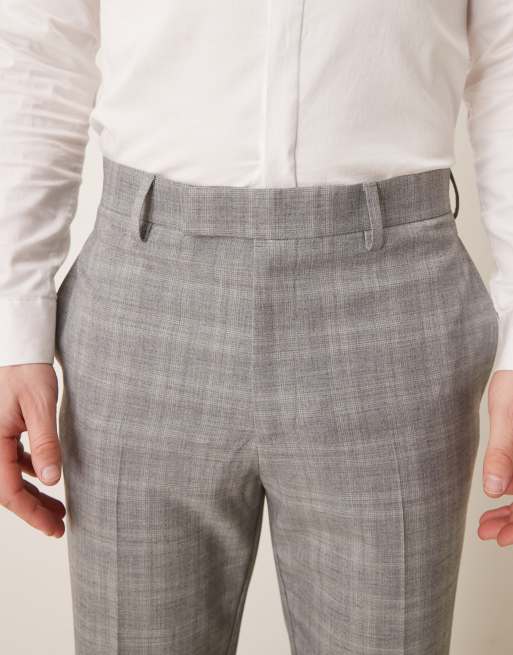 ASOS DESIGN - Elegante geruite smaltoelopende broek in grijs in dezelfde tint, 5 van 5